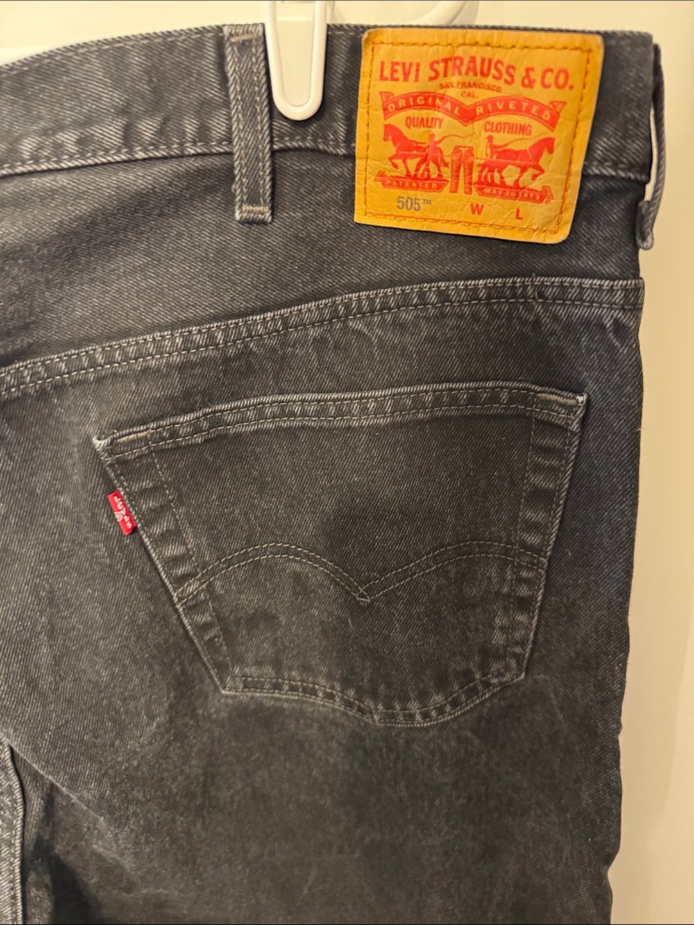 Levi's 505 Men's Jeans 46x30 Black Denim Regular Fit Straig